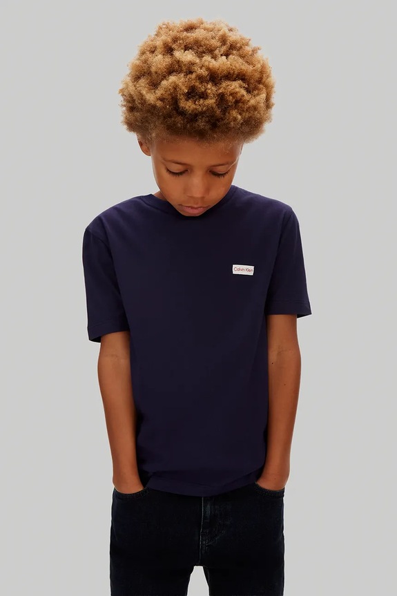 Calvin Klein Jeans T-shirt dziecięcy bawełniany niebieski LVCKSJA08B.128.176.PPY2