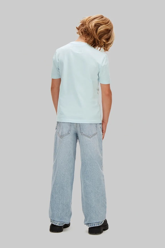 Calvin Klein Jeans T-shirt dziecięcy bawełniany niebieski LV1CKSJA33.128.176.PPY2