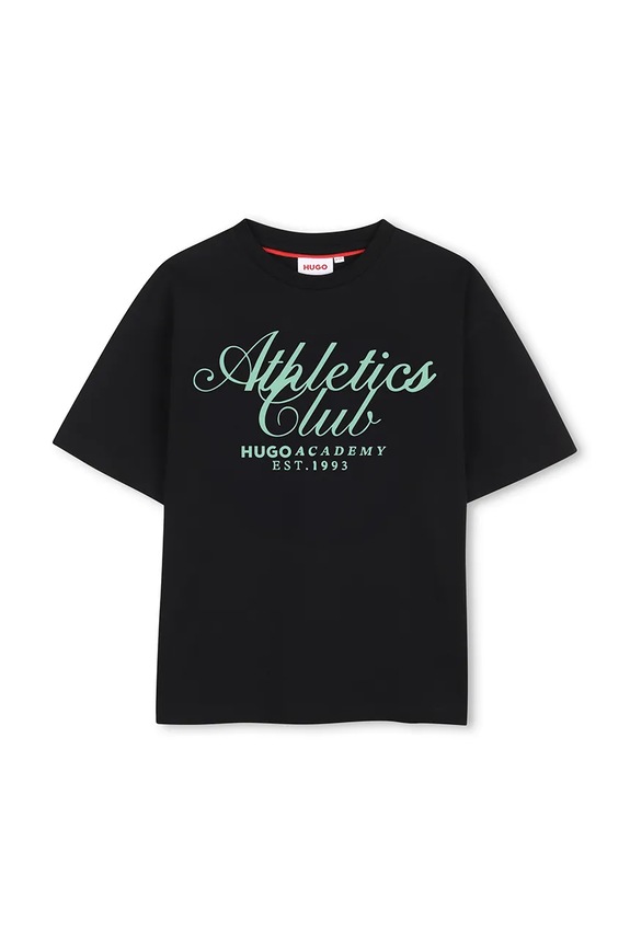 HUGO t-shirt bawełniany dziecięcy G01021.114.150 czarny SS26