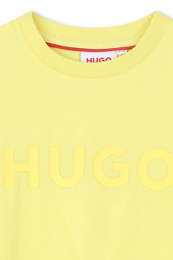 Αγορίστικα Παιδικό βαμβακερό μπλουζάκι HUGO G01014.162.174 κίτρινο
