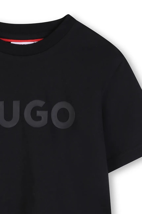Αγορίστικα Παιδικό βαμβακερό μπλουζάκι HUGO G01014.162.174 μαύρο