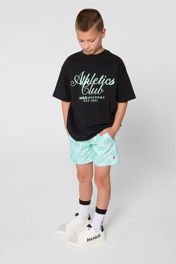 HUGO t-shirt bawełniany dziecięcy nadruk czarny G01021.102.108