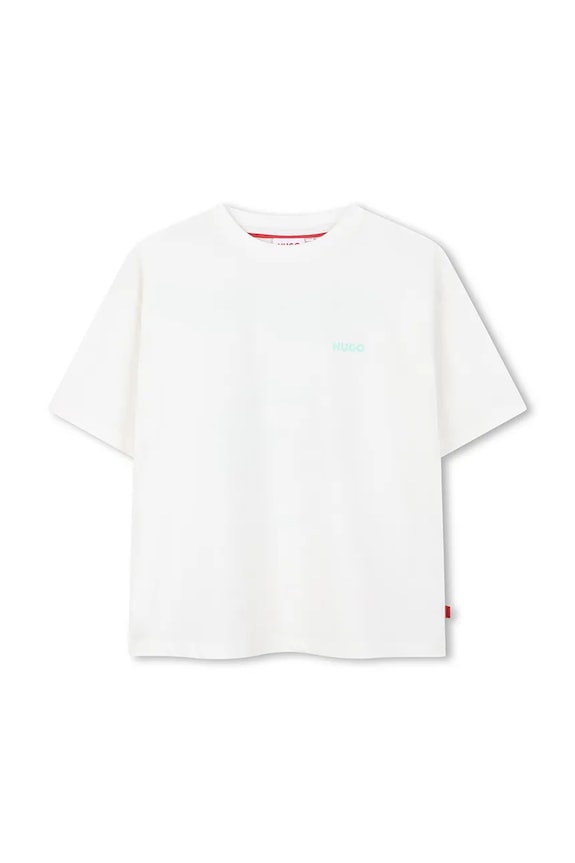 HUGO t-shirt bawełniany dziecięcy nadruk beżowy G01023.102.108