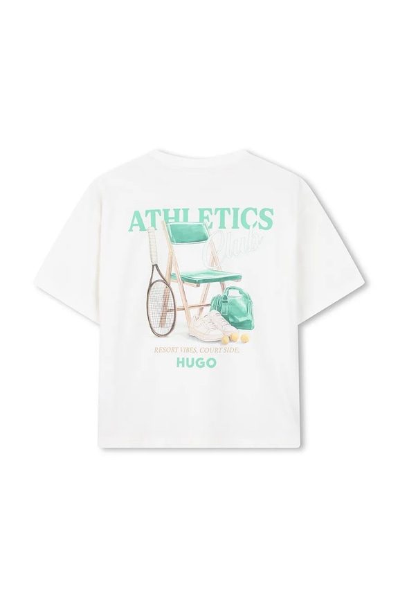 Chłopiec HUGO t-shirt bawełniany dziecięcy G01023.162.174 beżowy