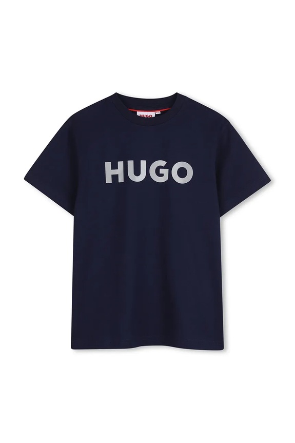 HUGO t-shirt bawełniany dziecięcy nadruk granatowy G01016.114.150