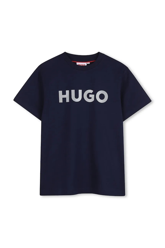 HUGO t-shirt bawełniany dziecięcy nadruk granatowy G01016.114.150