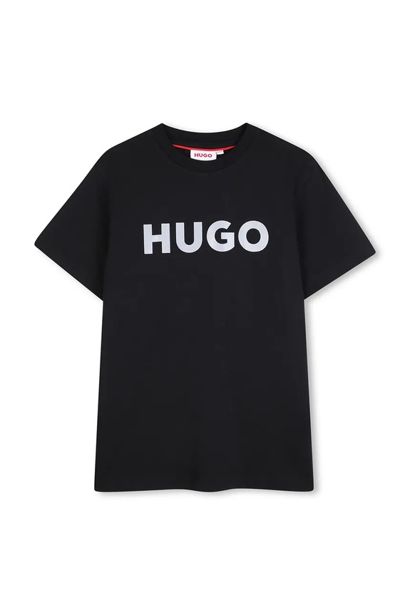 HUGO t-shirt bawełniany dziecięcy nadruk czarny G01016.114.150