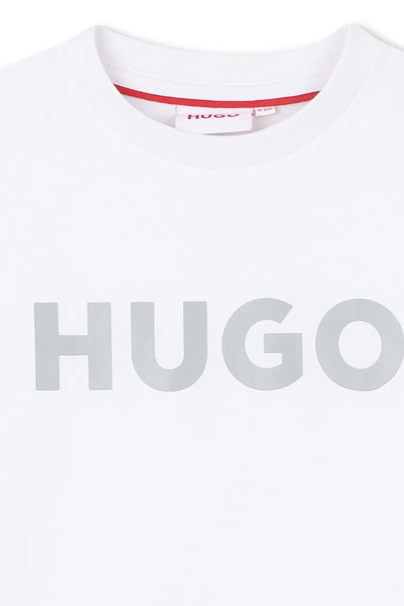 Αγορίστικα Παιδικό βαμβακερό μπλουζάκι HUGO G01016.102.108 λευκό