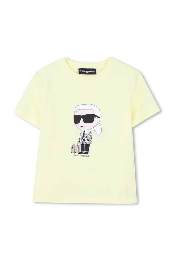 Dječja pamučna majica kratkih rukava Karl Lagerfeld print zlatna Z31094.86.108