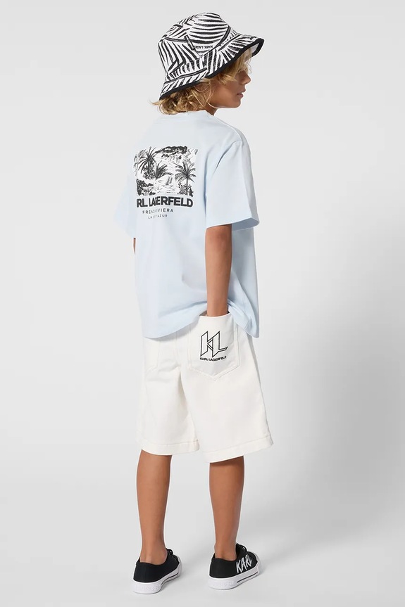 Karl Lagerfeld t-shirt dziecięcy bawełniany niebieski Z31101.114.150