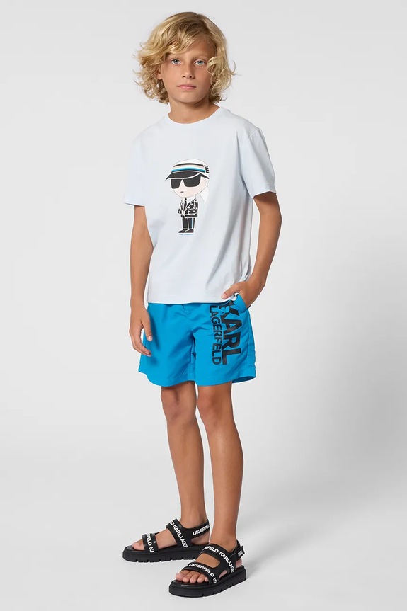 Karl Lagerfeld t-shirt dziecięcy bawełniany niebieski Z31096.86.108