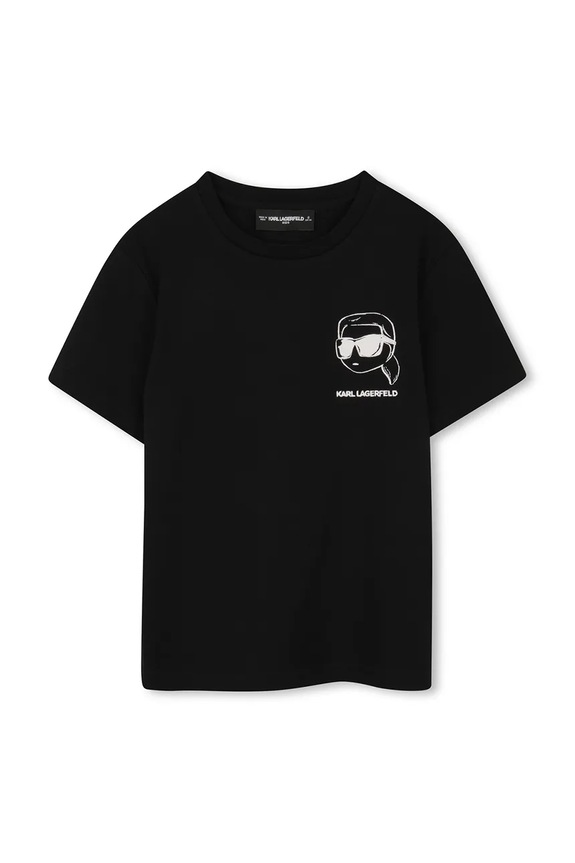 Παιδικό βαμβακερό μπλουζάκι Karl Lagerfeld Z31103.162.174 μαύρο SS26