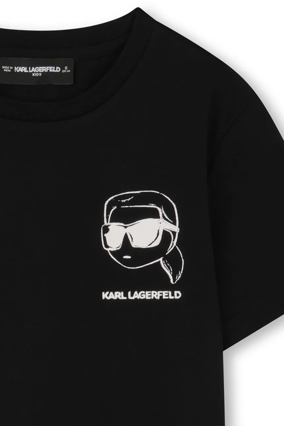 Παιδικό βαμβακερό μπλουζάκι Karl Lagerfeld μαύρο Z31103.86.108