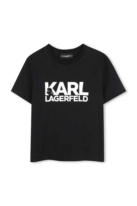 Παιδικό βαμβακερό μπλουζάκι Karl Lagerfeld Z31098.162.174 μαύρο SS26