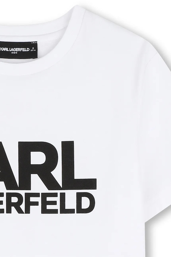 Dječaci Dječja pamučna majica kratkih rukava Karl Lagerfeld Z31098.114.150 bijela