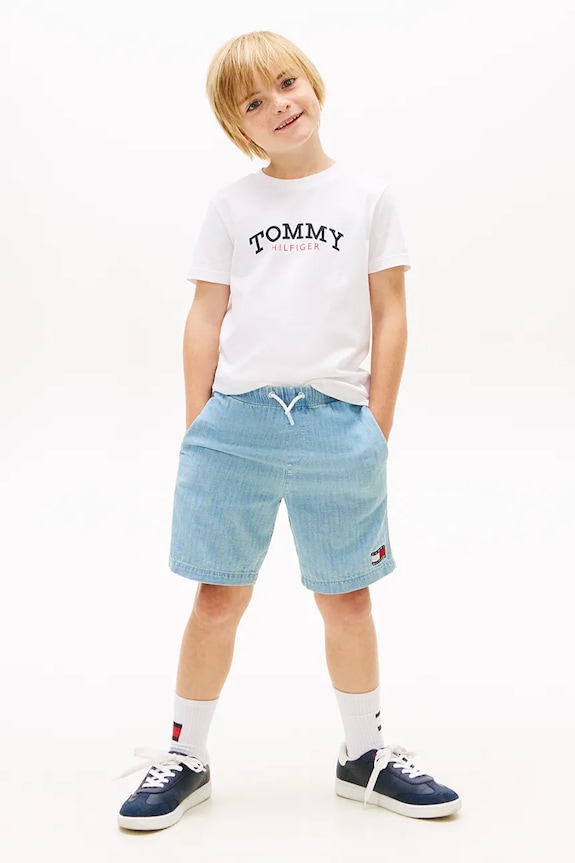 Chłopiec Tommy Hilfiger t-shirt dziecięcy bawełniany KB0KB10263.128.176.PPY2 biały