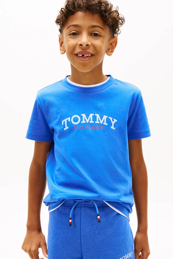 Tommy Hilfiger t-shirt dziecięcy bawełniany niebieski KB0KB10263.128.176.PPY2