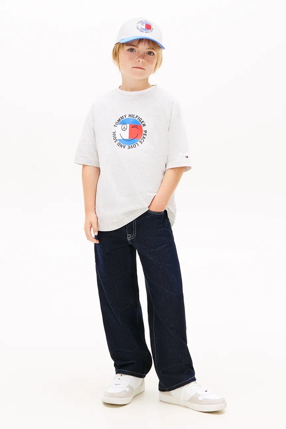 Chlapec Tommy Hilfiger tričko detské bavlnené KB0KB10269.104.116.PPY2 sivá