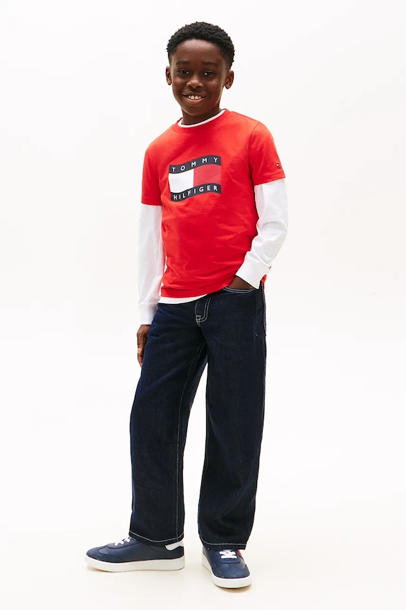 Chlapec Tommy Hilfiger tričko detské bavlnené KB0KB10275.128.176.PPY2 červená