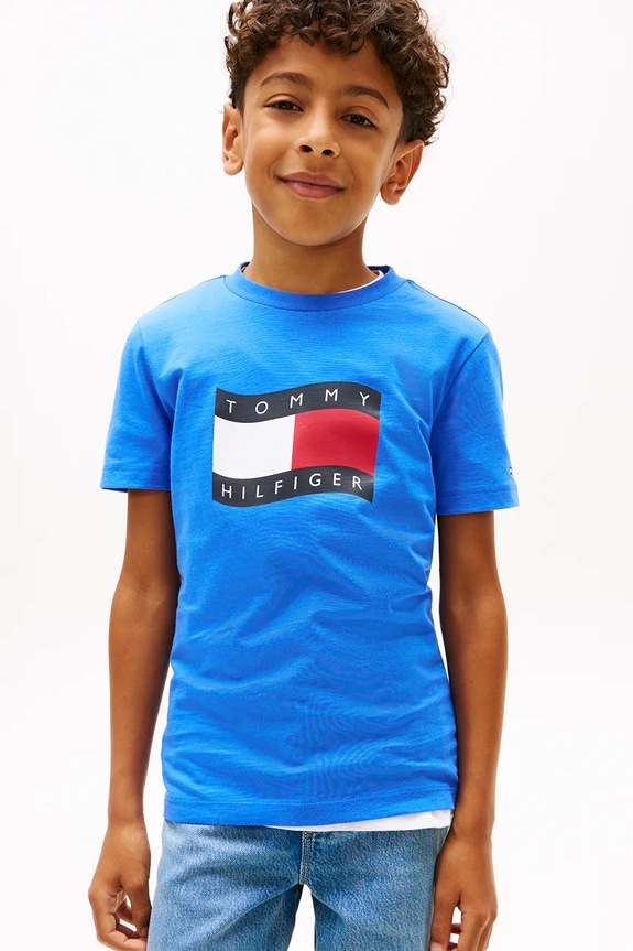 Tommy Hilfiger tričko detské bavlnené modrá KB0KB10275.128.176.PPY2