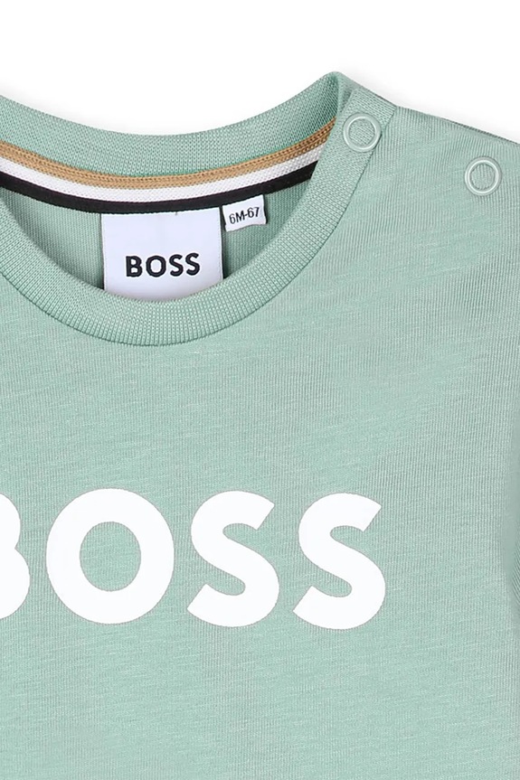 Chłopiec BOSS t-shirt bawełniany niemowlęcy J52712.86.94 turkusowy