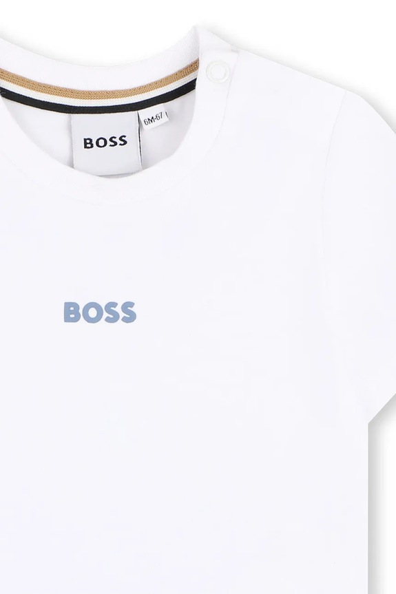 Dječaci Pamučna majica kratkih rukava za bebe BOSS J52891.74.81 bijela