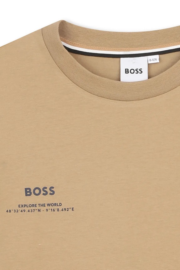 Παιδικό βαμβακερό μπλουζάκι BOSS πράσινο J52974.162.174