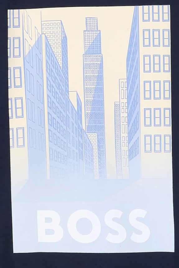 Αγορίστικα Παιδικό βαμβακερό μπλουζάκι BOSS J52977.102.108 σκούρο μπλε