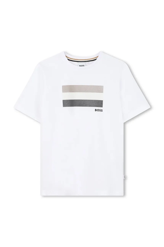 BOSS t-shirt bawełniany dziecięcy nadruk biały J52979.102.108