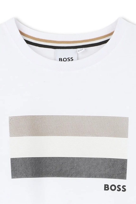 Chłopiec BOSS t-shirt bawełniany dziecięcy J52979.102.108 biały