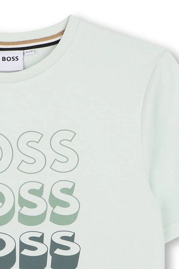 Αγορίστικα Παιδικό βαμβακερό μπλουζάκι BOSS J52982.114.150 τιρκουάζ