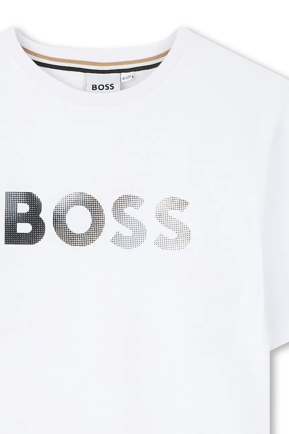 Αγορίστικα Παιδικό βαμβακερό μπλουζάκι BOSS J52983.102.108 λευκό