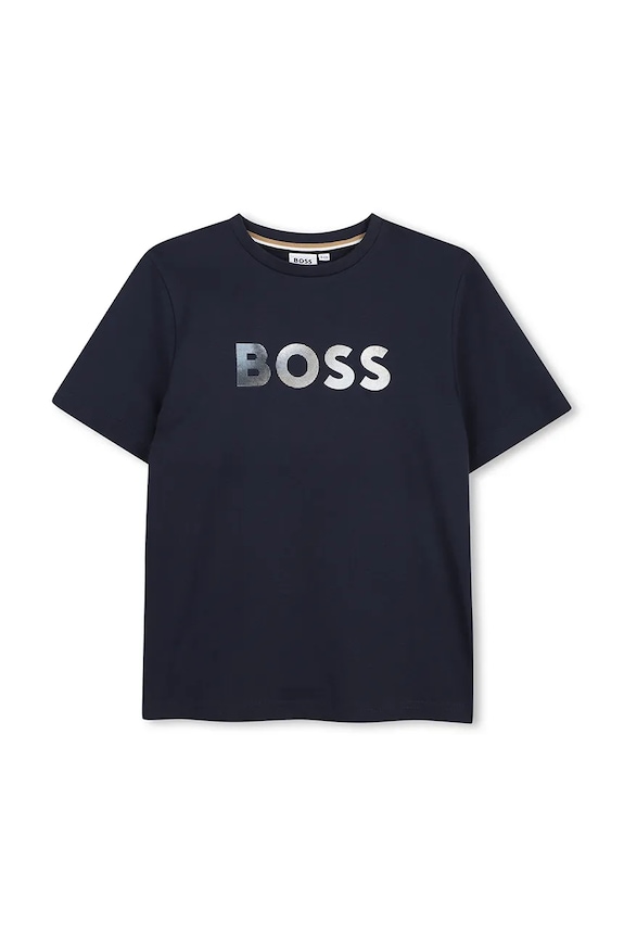 Detské bavlnené tričko BOSS bavlna tmavomodrá J52983.102.108