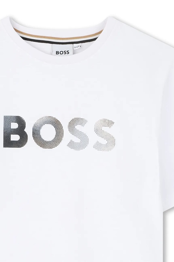 Αγορίστικα Παιδικό βαμβακερό μπλουζάκι BOSS J52983.114.150 λευκό