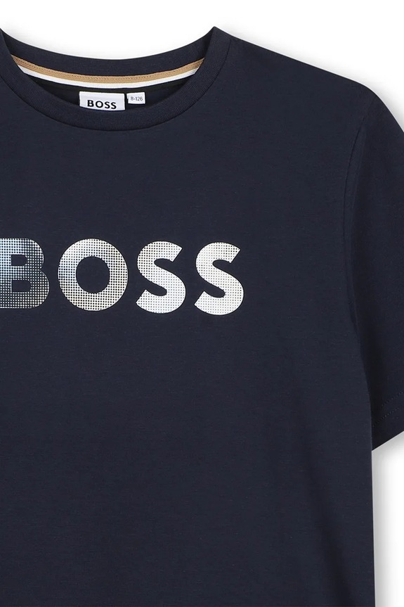 Αγορίστικα Παιδικό βαμβακερό μπλουζάκι BOSS J52983.114.150 σκούρο μπλε