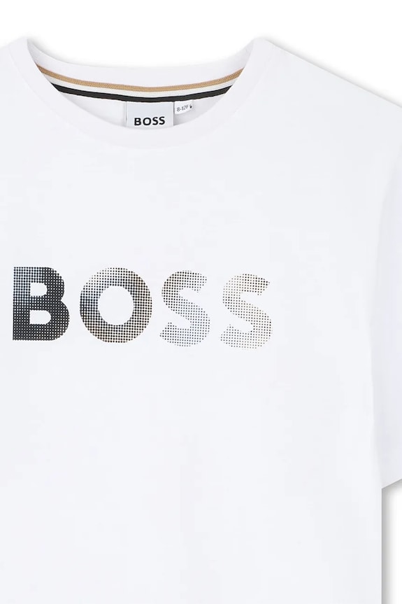 Αγορίστικα Παιδικό βαμβακερό μπλουζάκι BOSS J52983.162.174 λευκό