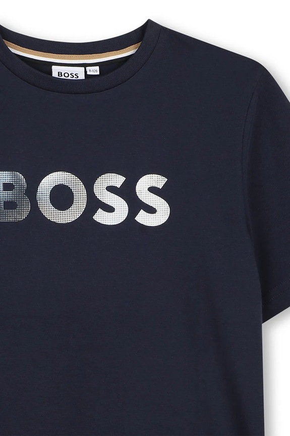 Αγορίστικα Παιδικό βαμβακερό μπλουζάκι BOSS J52983.162.174 σκούρο μπλε