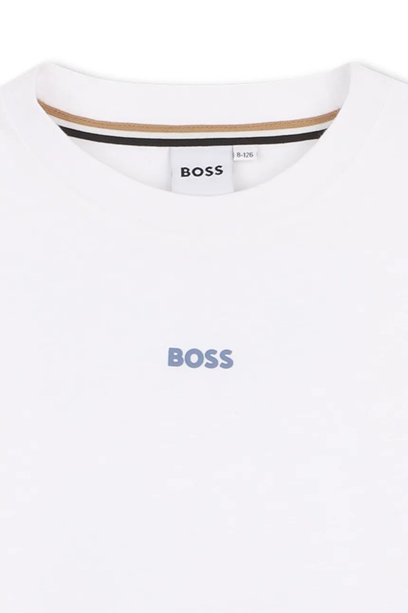 Chłopiec BOSS t-shirt bawełniany dziecięcy J52987.162.174 biały