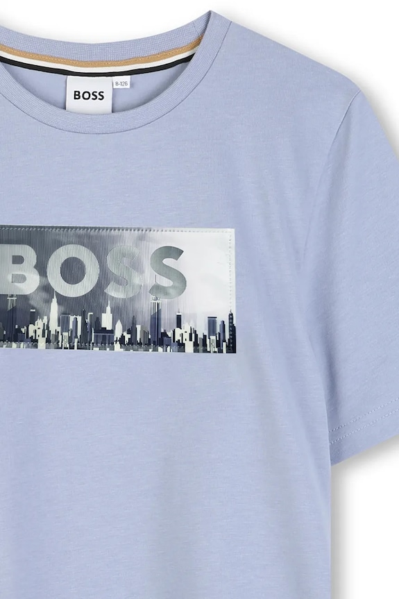 Παιδικό βαμβακερό μπλουζάκι BOSS γκρί J52989.114.150