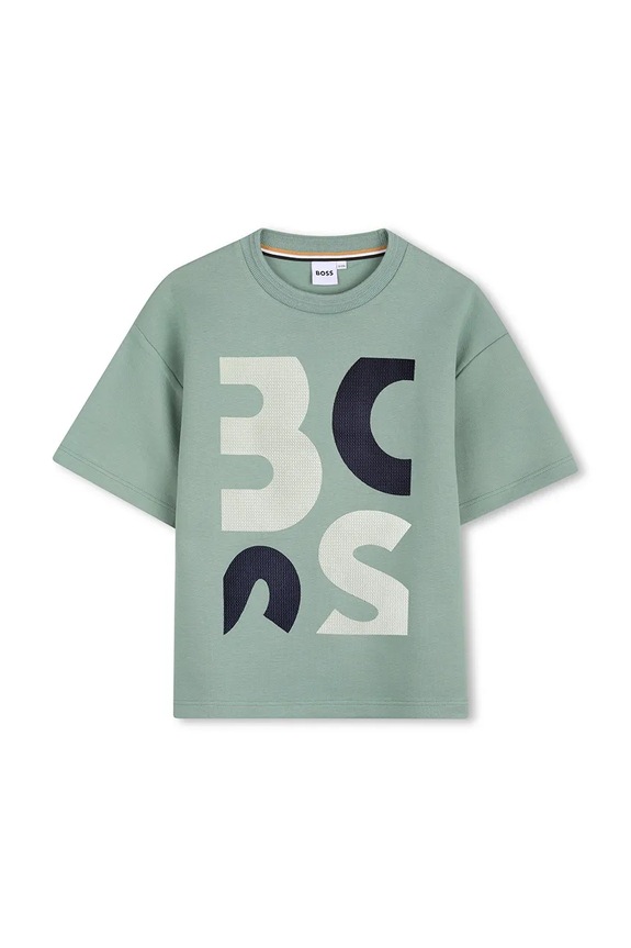 BOSS t-shirt bawełniany dziecięcy J52990.102.108 zielony SS26