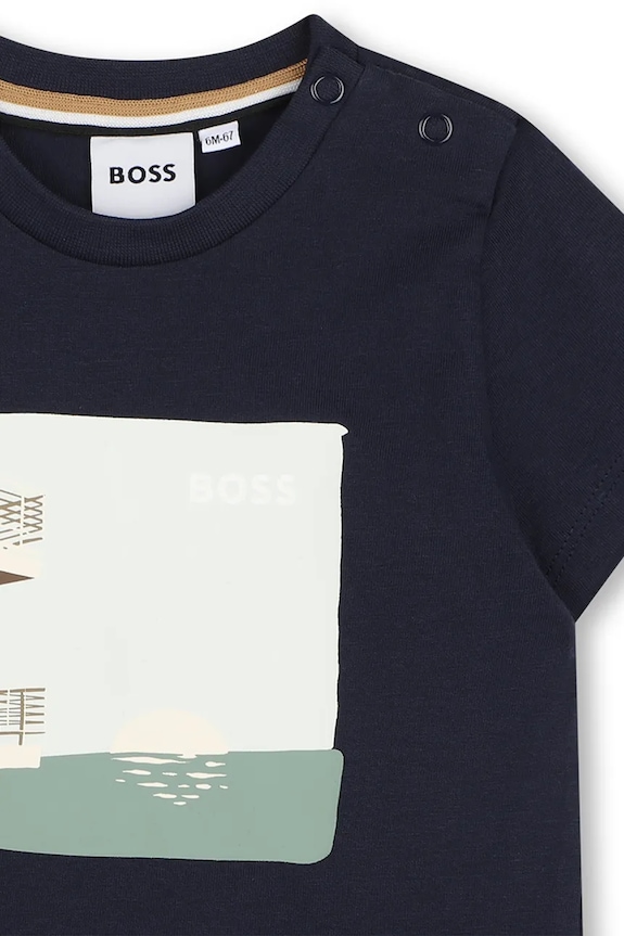 Αγορίστικα Μωρό βαμβακερό μπλουζάκι BOSS J52886.86.94 σκούρο μπλε