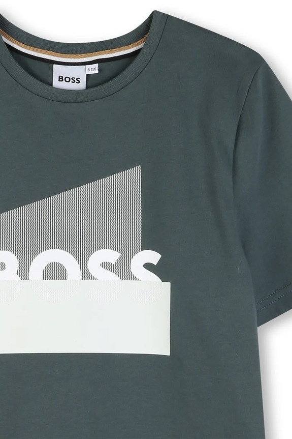 Chłopiec BOSS t-shirt bawełniany dziecięcy J52978.102.108 zielony