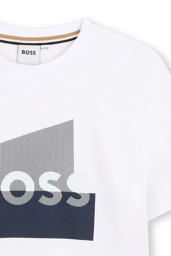 Αγορίστικα Παιδικό βαμβακερό μπλουζάκι BOSS J52978.114.150 λευκό
