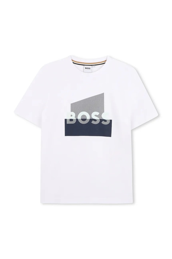 Detské bavlnené tričko BOSS bavlna biela J52978.162.174