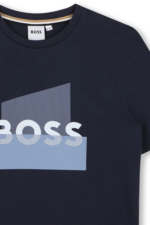 Αγορίστικα Παιδικό βαμβακερό μπλουζάκι BOSS J52978.162.174 σκούρο μπλε