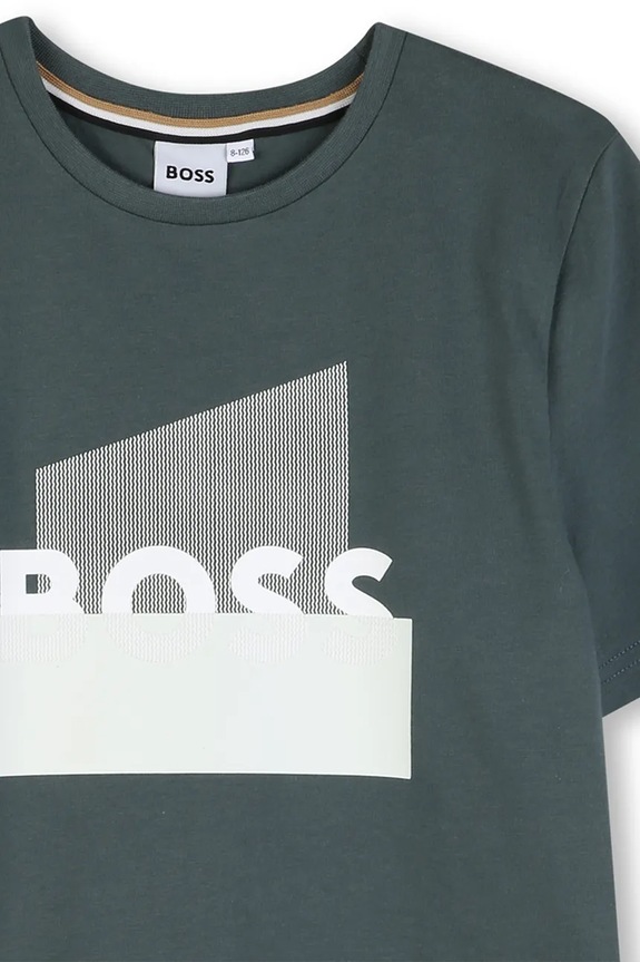 Αγορίστικα Παιδικό βαμβακερό μπλουζάκι BOSS J52978.162.174 πράσινο