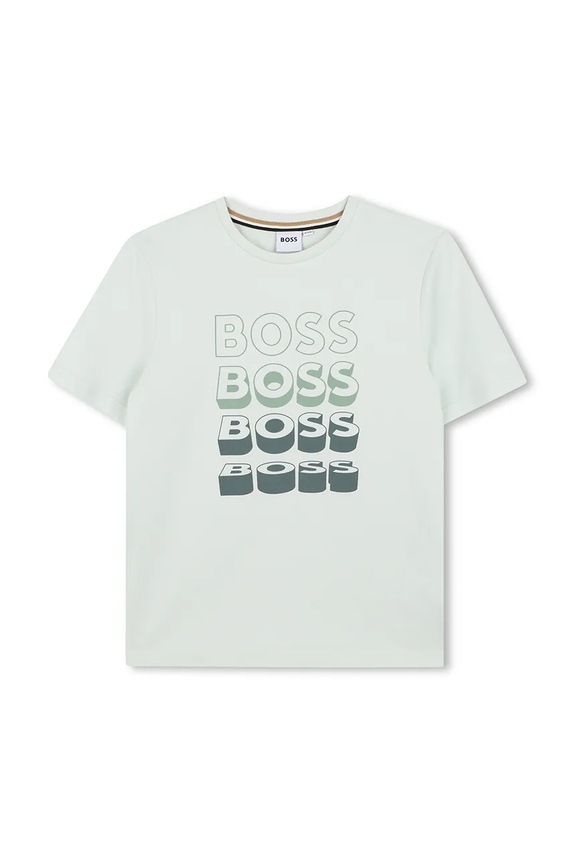 BOSS t-shirt bawełniany dziecięcy nadruk turkusowy J52982.102.108