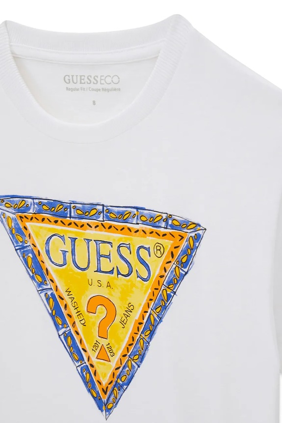 Детска памучна тениска Guess бял L6GI00.K8HM4.PPY2.M