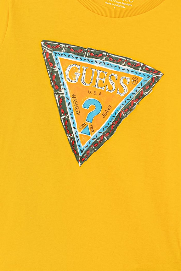 Αγορίστικα Παιδικό βαμβακερό μπλουζάκι Guess L6GI00.K8HM4.PPY2.M κίτρινο