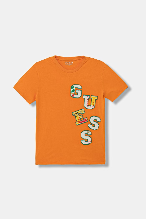 Dětské bavlněné tričko Guess kulatý oranžová L6GI02.K8HM4.PPY2.M